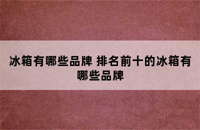 冰箱有哪些品牌 排名前十的冰箱有哪些品牌